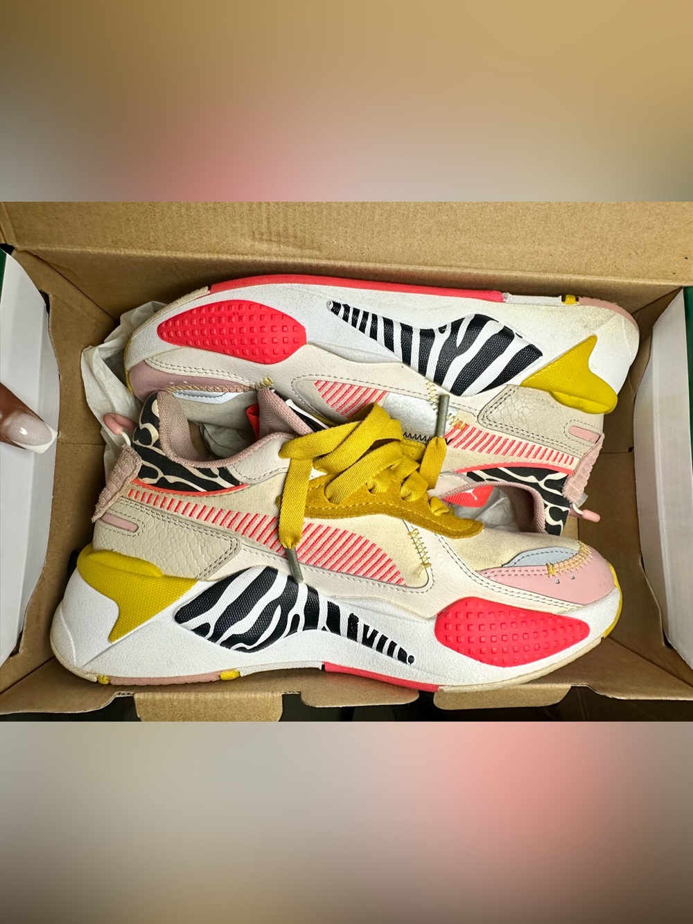 PUMA Zebra Accent Sneakers with Yellow Laces